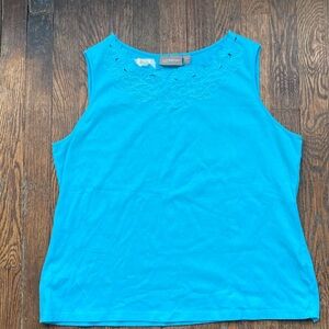 5/25 Croft & Barrow Blue Embroidered Tank Top